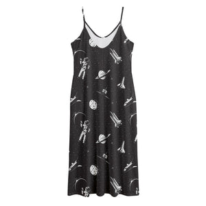 Astronaut In Space Pattern Print Jersey Midi Cami Dress