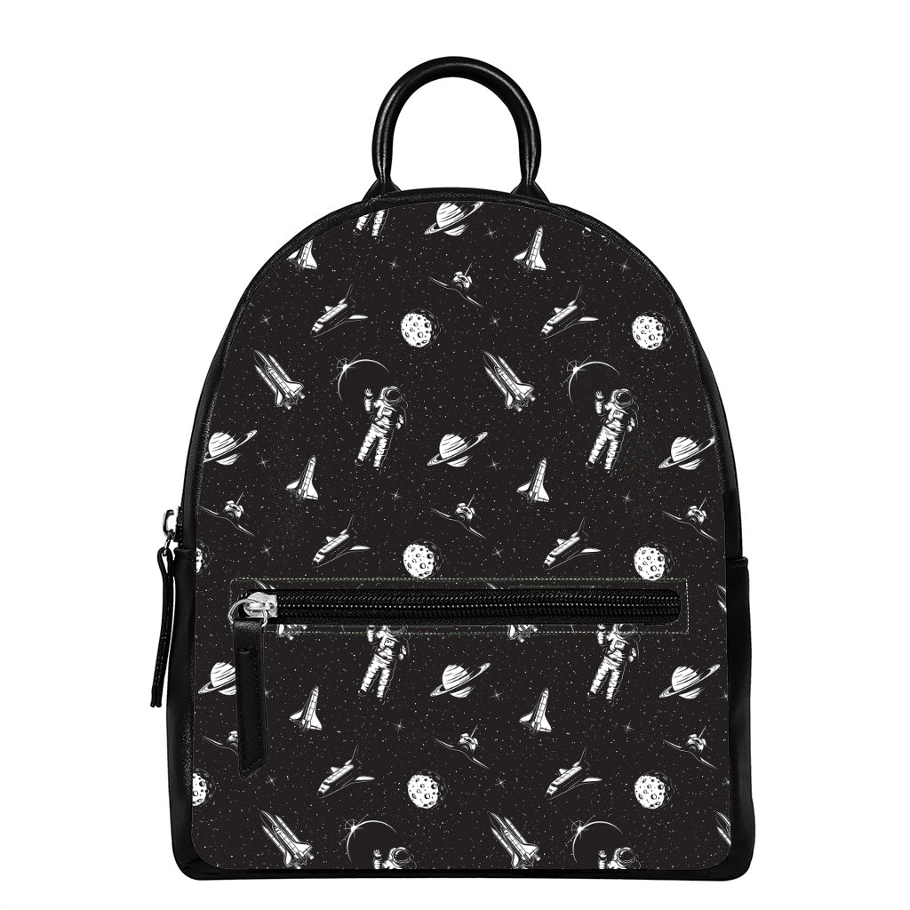 Astronaut In Space Pattern Print Leather Backpack