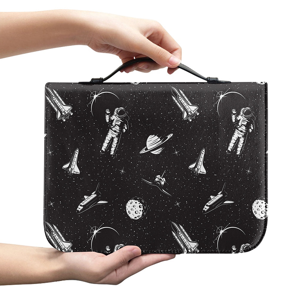 Astronaut In Space Pattern Print Leather Bible Cover