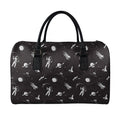 Astronaut In Space Pattern Print Leather Duffel Bag