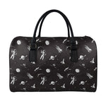 Astronaut In Space Pattern Print Leather Duffle Bag