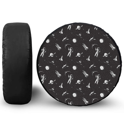 Astronaut In Space Pattern Print Leather Spare Tire Cover