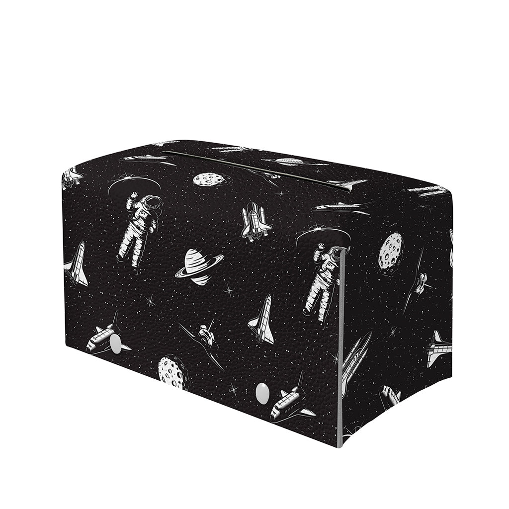 Astronaut In Space Pattern Print Leather Tissue Box Cover