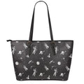 Astronaut In Space Pattern Print Leather Tote Bag With Zipper