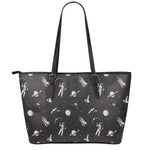 Astronaut In Space Pattern Print Leather Tote Bag