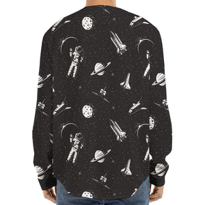 Astronaut In Space Pattern Print Long Sleeve Baseball Jersey