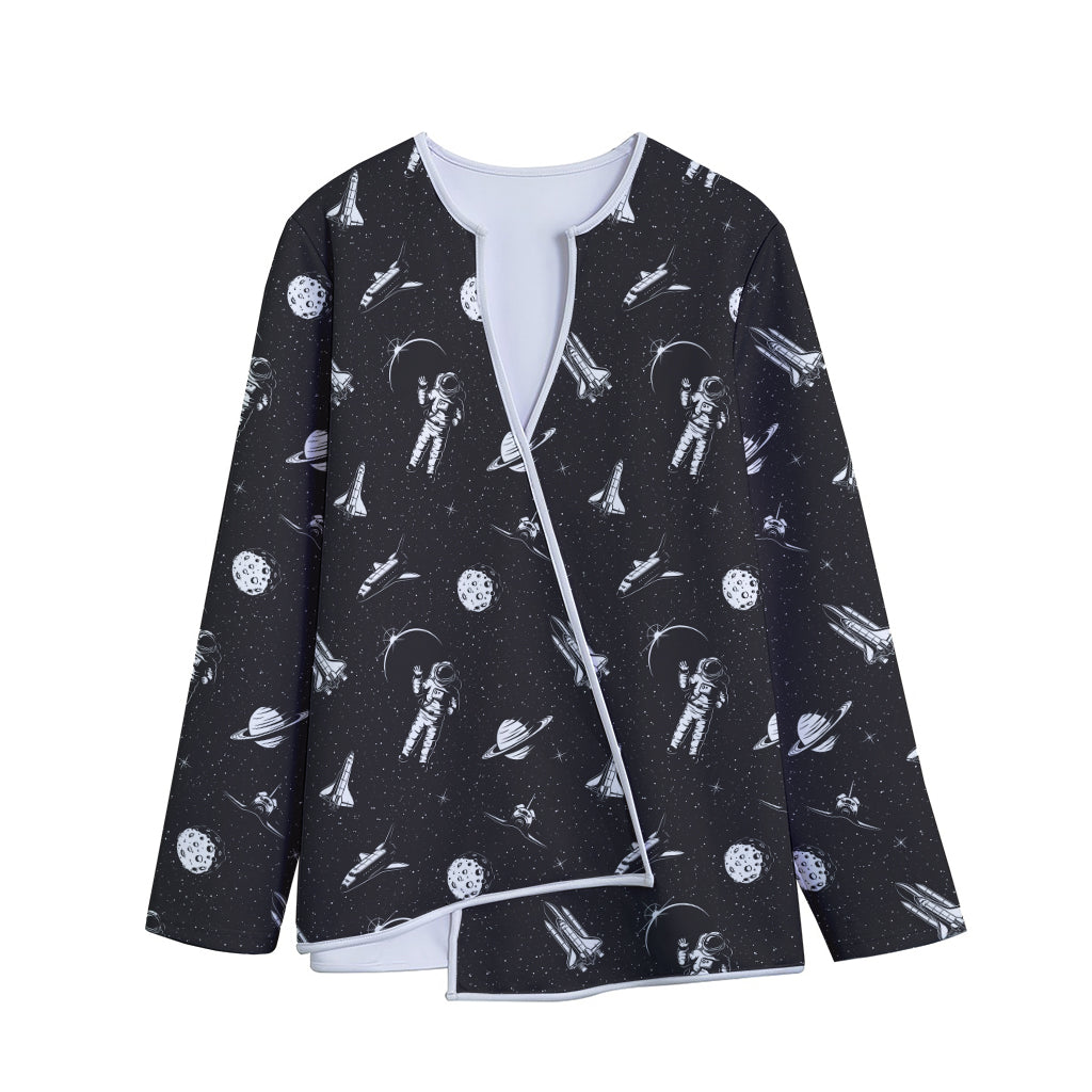 Astronaut In Space Pattern Print Long Sleeve Short Coat