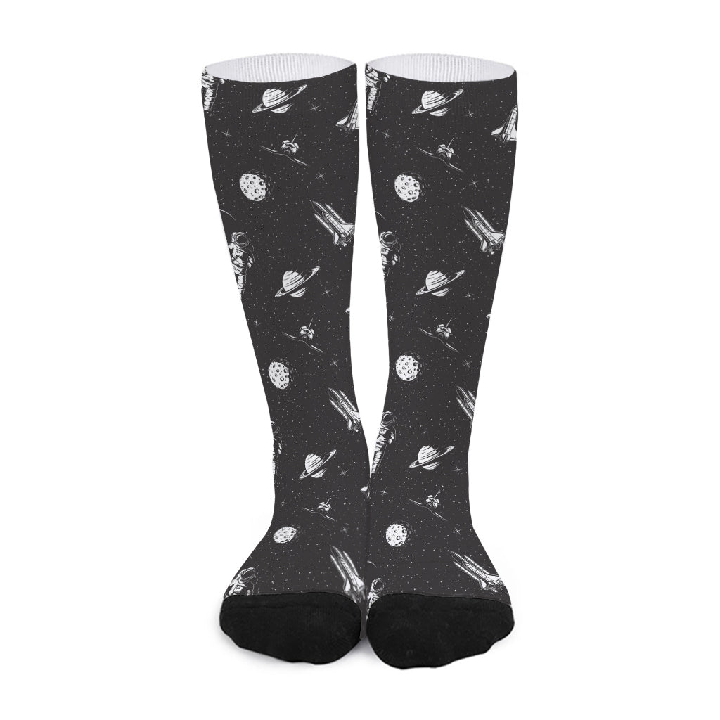 Astronaut In Space Pattern Print Long Socks