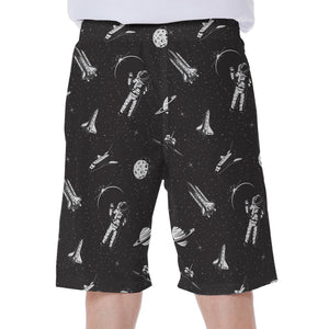 Astronaut In Space Pattern Print Men's Beach Shorts