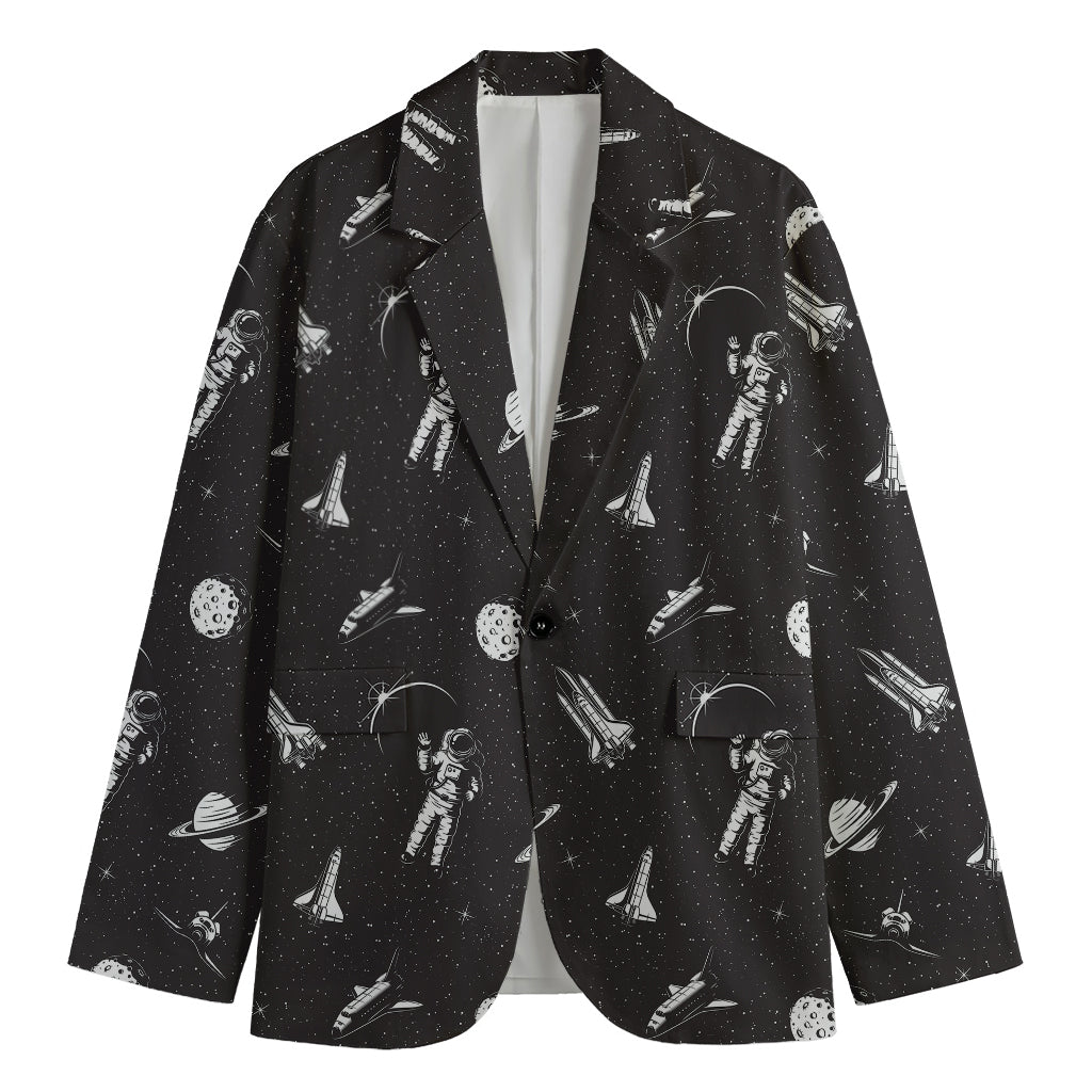 Astronaut In Space Pattern Print Men's Blazer