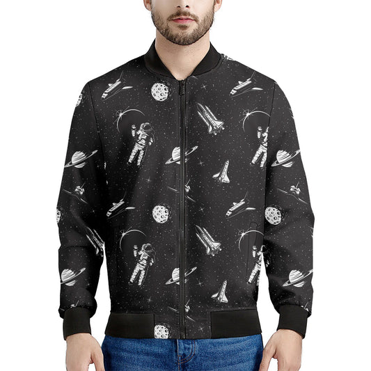 Astronaut In Space Pattern Print Men's Bomber Jacket