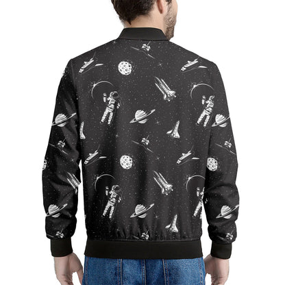 Astronaut In Space Pattern Print Men's Bomber Jacket