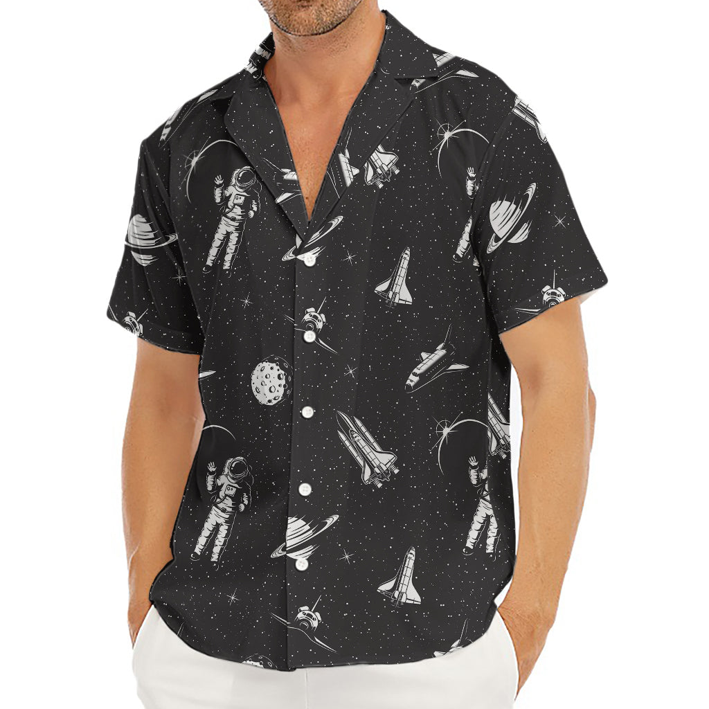 Astronaut In Space Pattern Print Men's Deep V-Neck Shirt