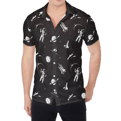 Astronaut In Space Pattern Print Men's Shirt