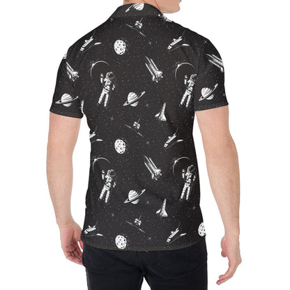 Astronaut In Space Pattern Print Men's Shirt
