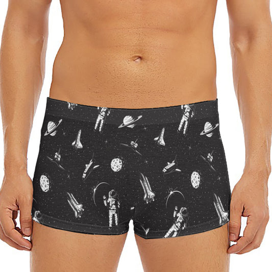 Astronaut In Space Pattern Print Men's Short Boxer Briefs