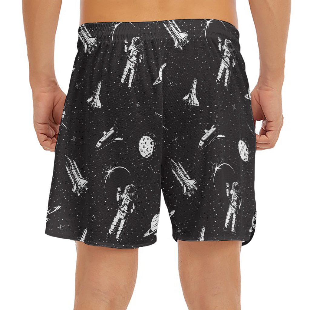 Astronaut In Space Pattern Print Men's Split Running Shorts