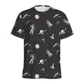 Astronaut In Space Pattern Print Men's Athletic T-Shirt