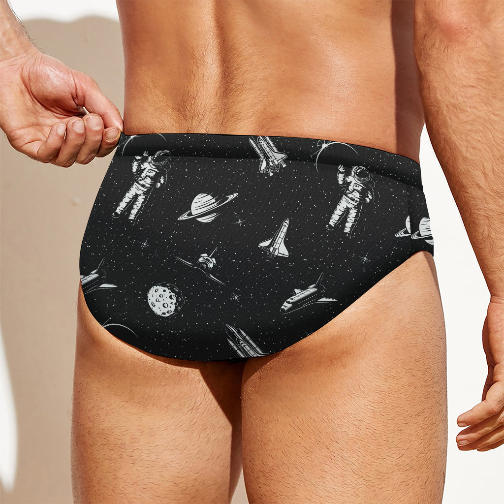 Astronaut In Space Pattern Print Men's Swim Briefs