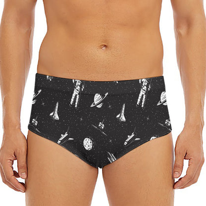 Astronaut In Space Pattern Print Men's Triangle Swim Briefs
