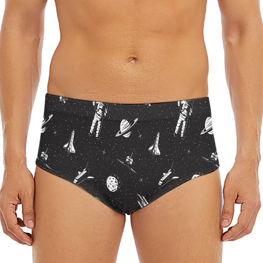 Astronaut In Space Pattern Print Men's Triangle Swim Briefs