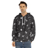 Astronaut In Space Pattern Print Men's Velvet Pullover Hoodie