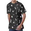 Astronaut In Space Pattern Print Men's Velvet T-Shirt