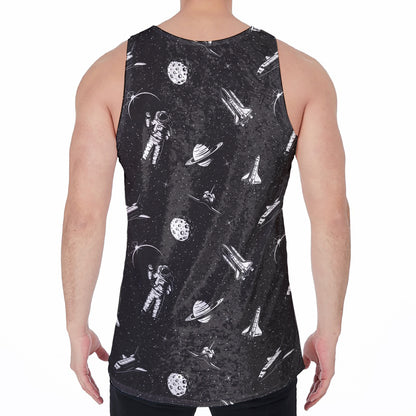 Astronaut In Space Pattern Print Men's Velvet Tank Top