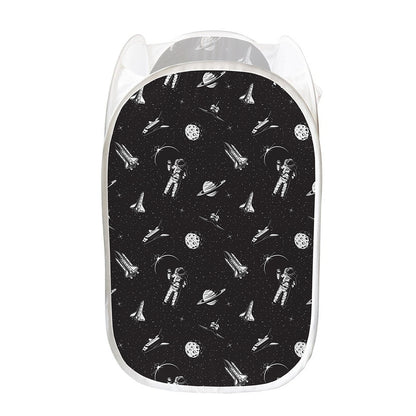 Astronaut In Space Pattern Print Mesh Laundry Hamper