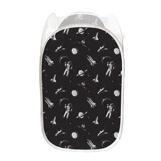 Astronaut In Space Pattern Print Mesh Laundry Hamper