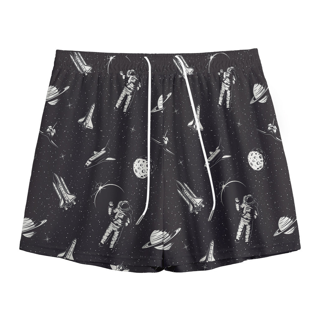 Astronaut In Space Pattern Print Mesh Shorts