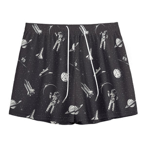 Astronaut In Space Pattern Print Mesh Shorts