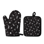 Astronaut In Space Pattern Print Oven Mitt And Pot Holder Set