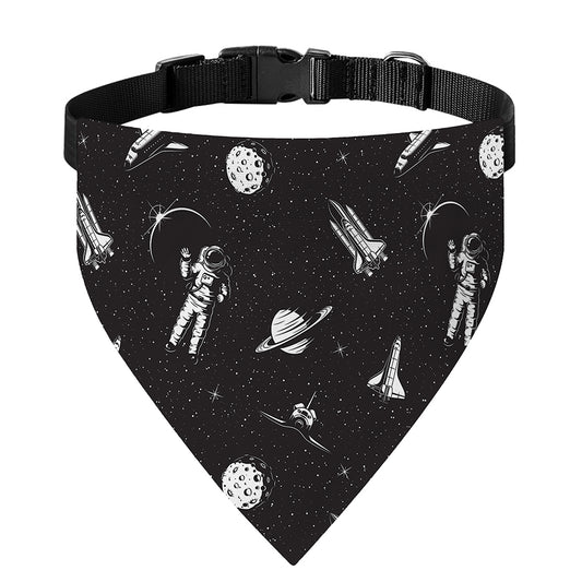 Astronaut In Space Pattern Print Over The Collar Dog Bandana