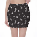 Astronaut In Space Pattern Print Pencil Mini Skirt