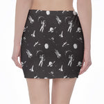 Astronaut In Space Pattern Print Pencil Mini Skirt