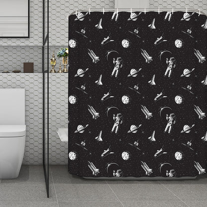 Astronaut In Space Pattern Print Polyester Shower Curtain