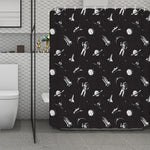 Astronaut In Space Pattern Print Polyester Shower Curtain