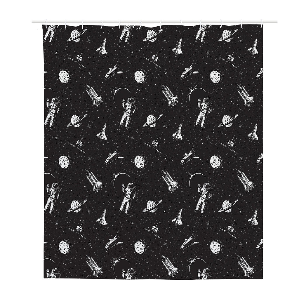 Astronaut In Space Pattern Print Polyester Shower Curtain