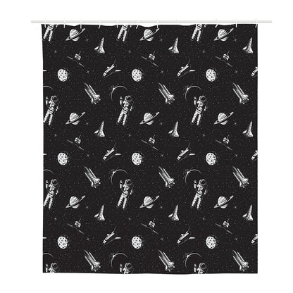 Astronaut In Space Pattern Print Polyester Shower Curtain