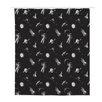 Astronaut In Space Pattern Print Polyester Shower Curtain