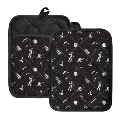 Astronaut In Space Pattern Print Pot Holders With Pocket