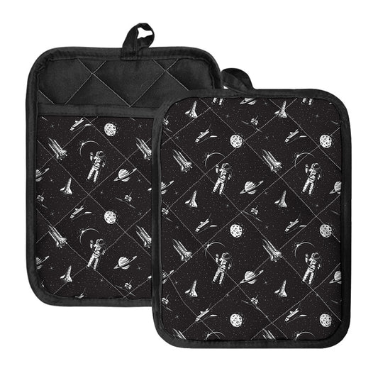 Astronaut In Space Pattern Print Pot Holders With Pocket