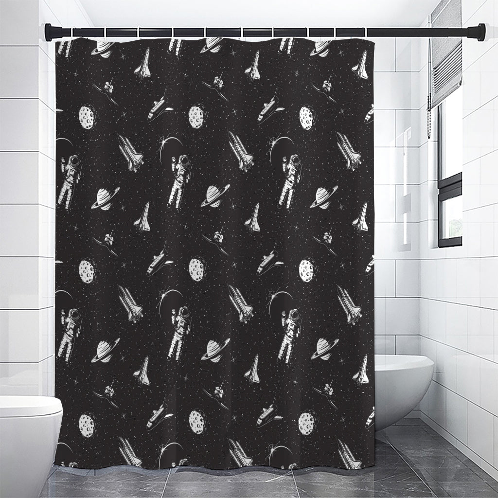 Astronaut In Space Pattern Print Premium Shower Curtain