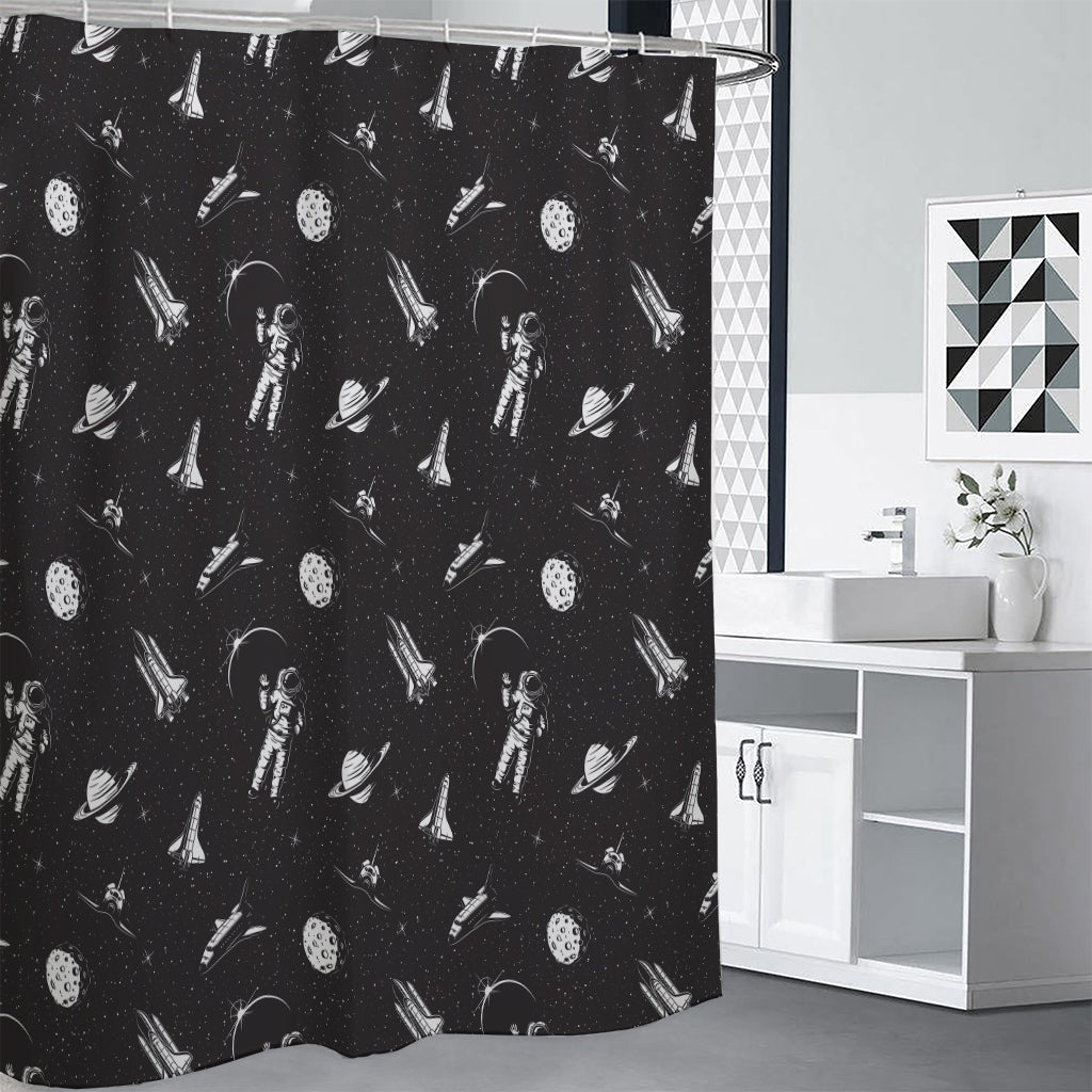 Astronaut In Space Pattern Print Premium Shower Curtain