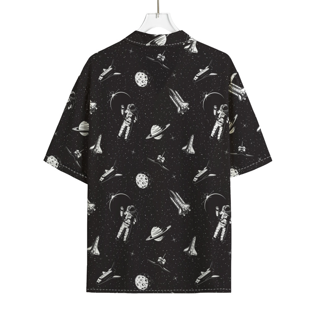 Astronaut In Space Pattern Print Rayon Hawaiian Shirt