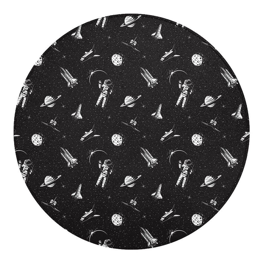 Astronaut In Space Pattern Print Round Blanket