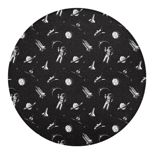 Astronaut In Space Pattern Print Round Blanket