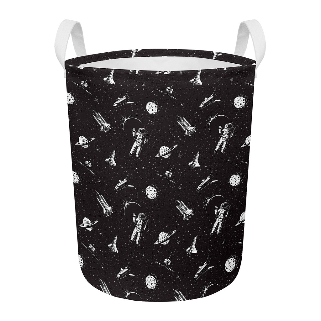 Astronaut In Space Pattern Print Round Laundry Basket