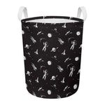 Astronaut In Space Pattern Print Round Laundry Basket